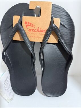 Archie’s Unisex Men’s High Arch Black Flip Flops